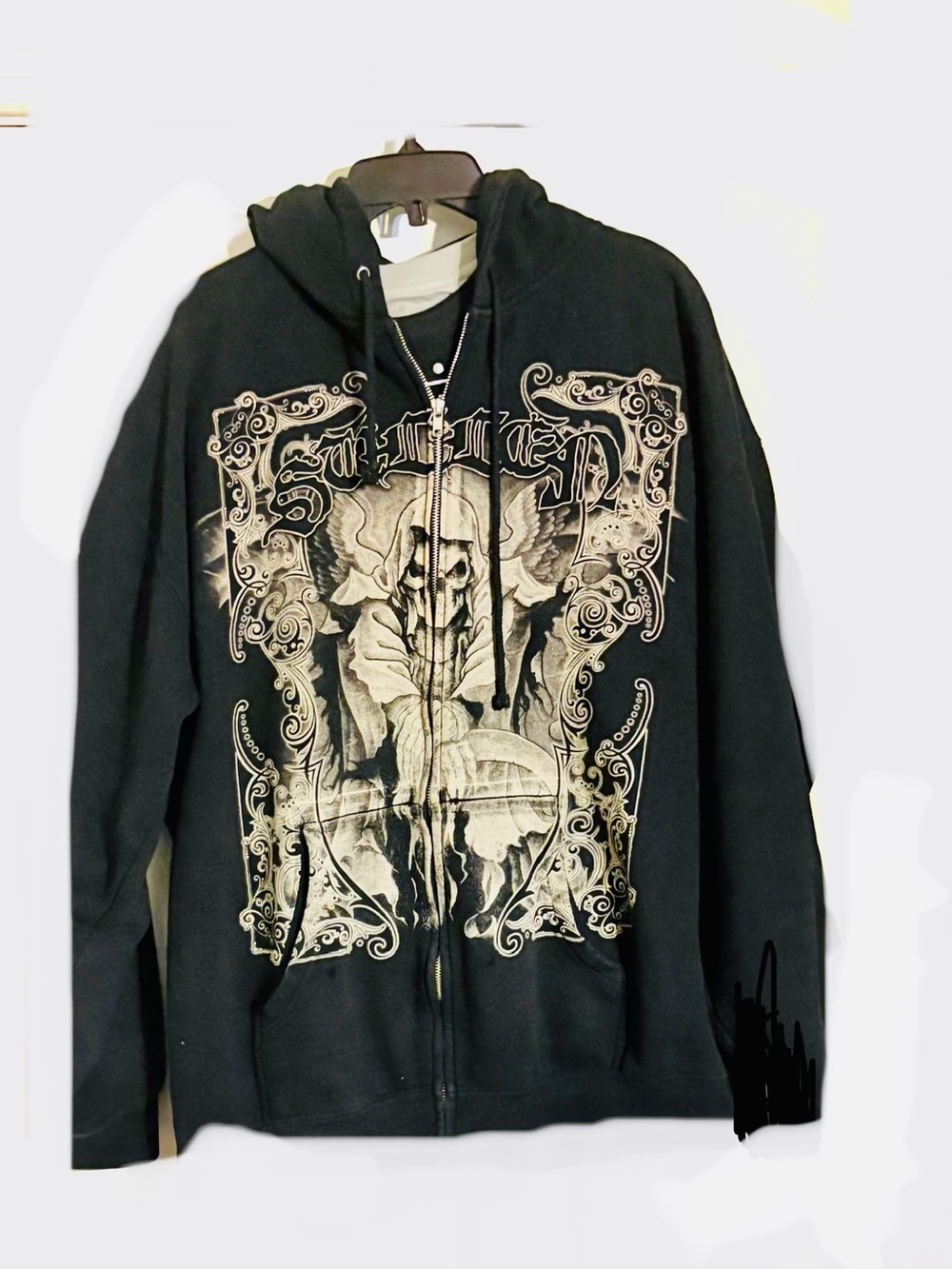 Men’s Sullen Black front n back Graphic Zip-Up Hoodie Sweater